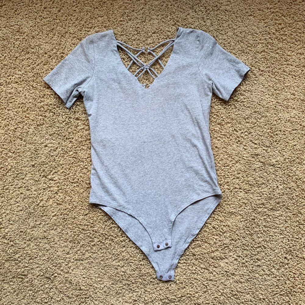 SS bodysuit with cross-cross strap detail